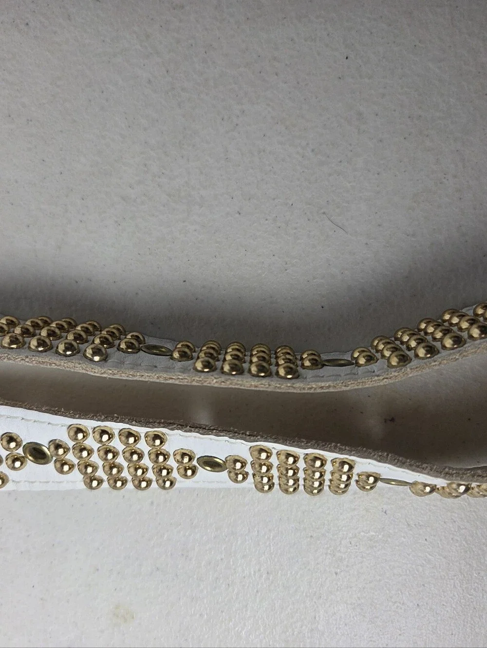Sand Castle White Belt Studded Gold Buckle Vintage Womens